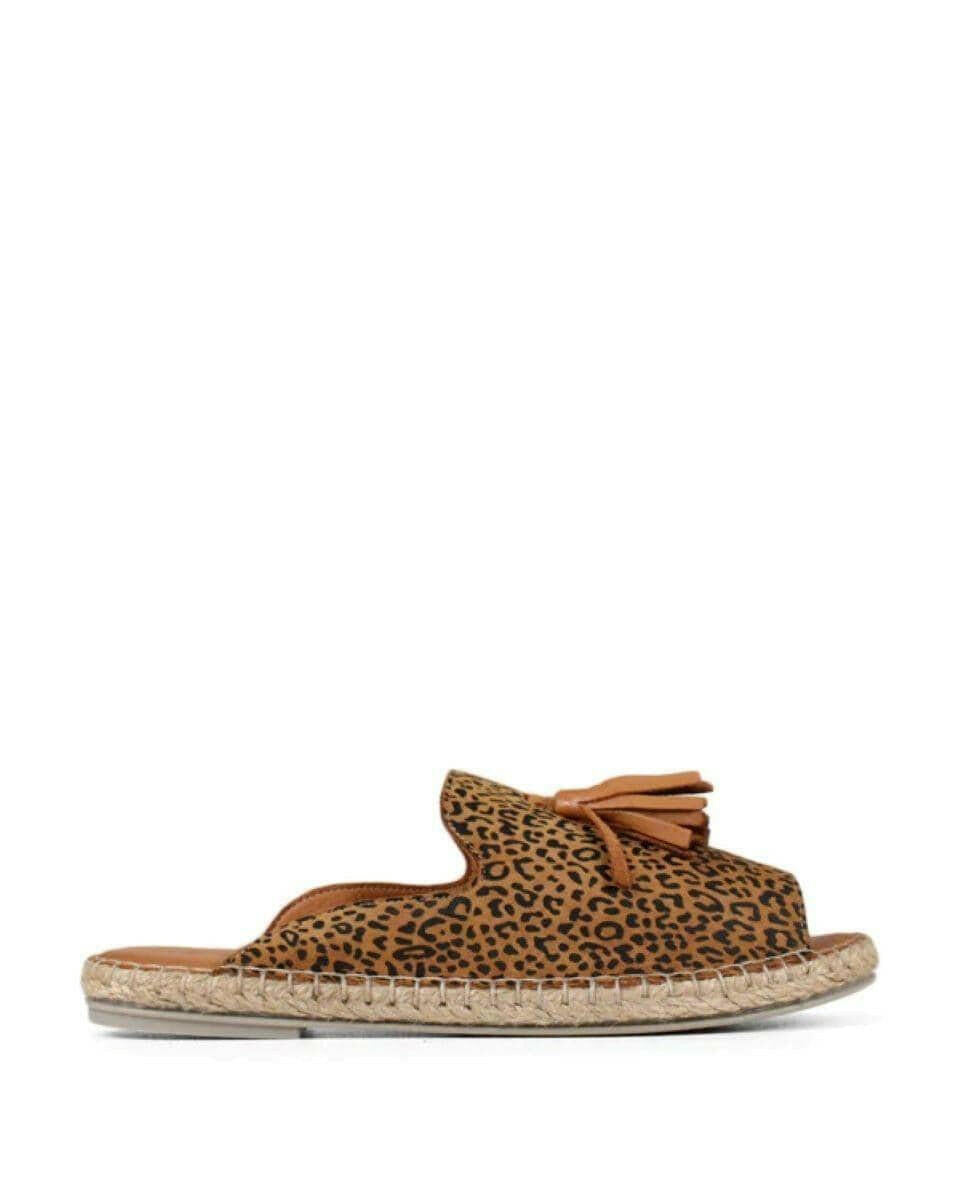 Bueno Keilor Metis Scissors 21WJ0311 Leopard Espadrilles Leather Shoes.