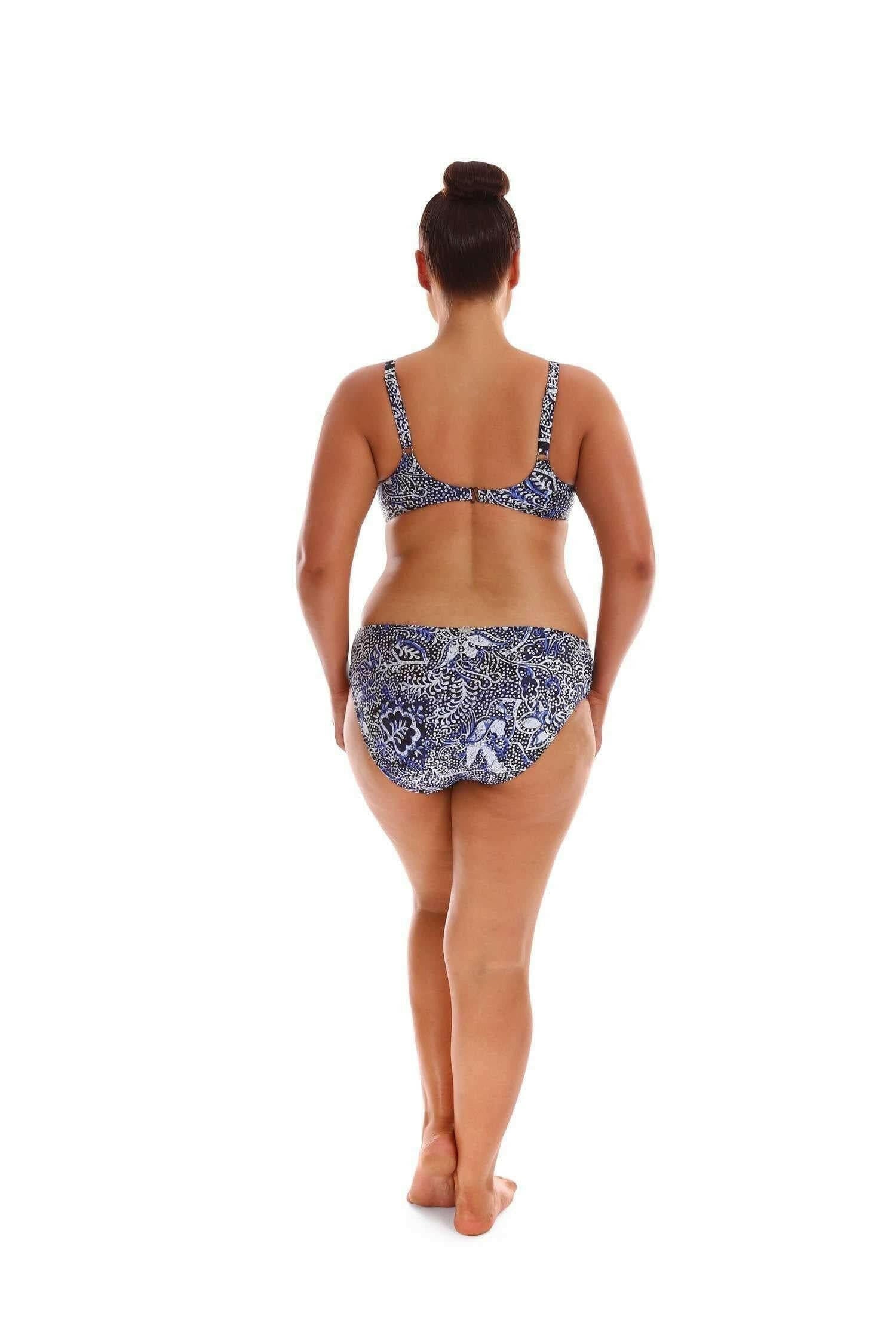 Capriosca Batik Side Ruched Mid Rise Pant Bikini Bottom.