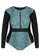 Capriosca CTS4850 Turquoise Snake Long Sleeve One Piece Sunsuit.