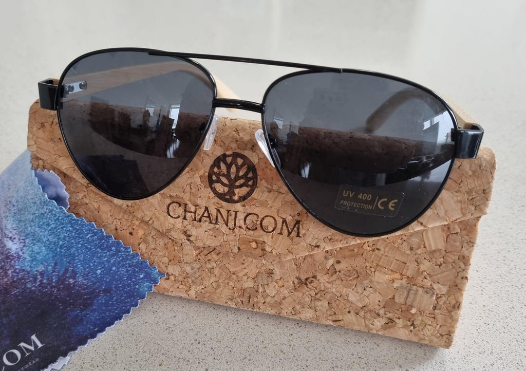 Chanj Sunglasses Aviators in four great colours UV400 Polarized Lens Wooden Arms Sunglasses Chanj 