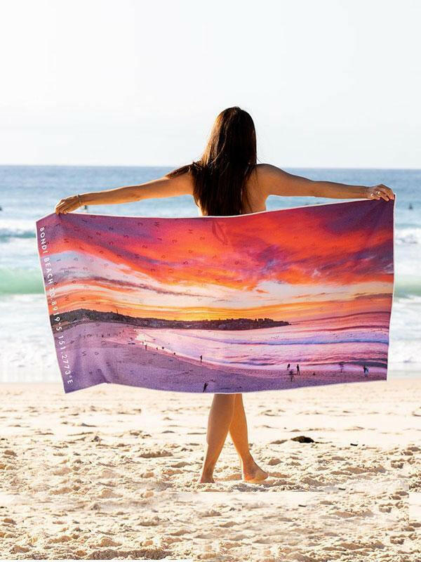 Destination Towels - Bondi Inferno sand free beach towel.