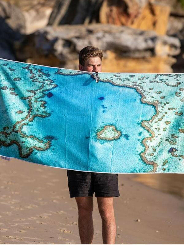 Destination Towels - Reef Love sand free beach towel.