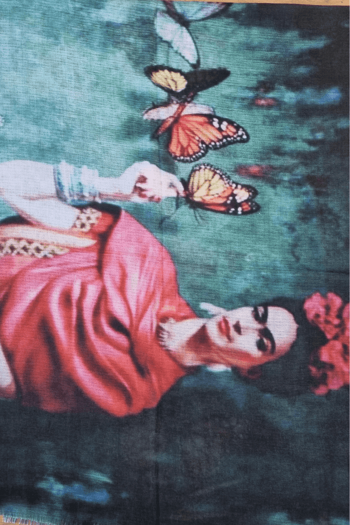 Zura Frida Kahlo 100% Cotton Scarf - Butterflies - OZ RESORT