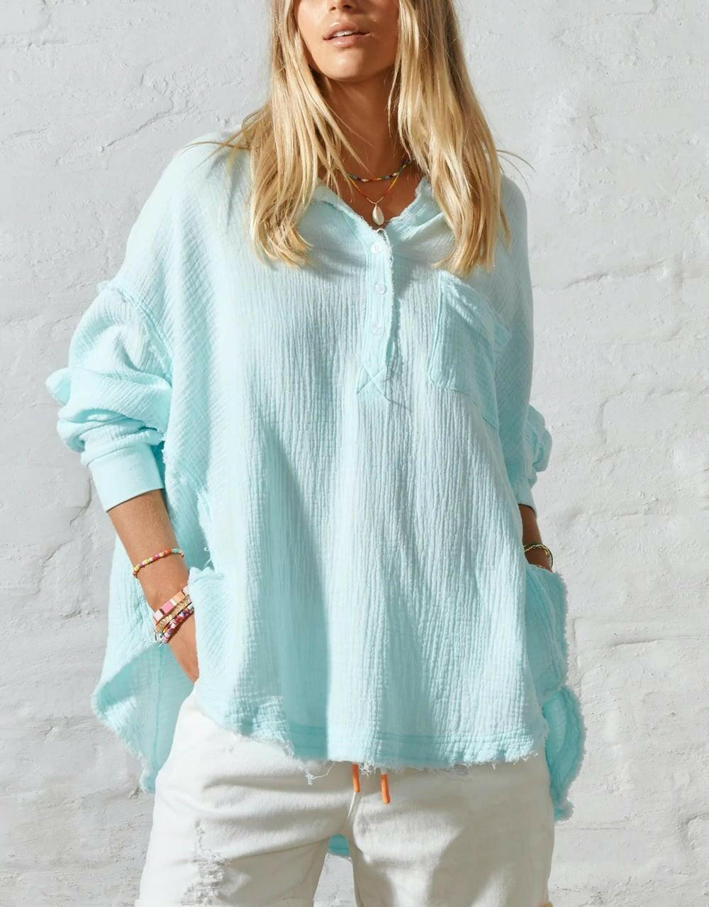 Hammill & Co S408 Oversized Aqua Shirt.