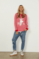 Hammill & Co Stripe Waffle Long Sleeve Tee.