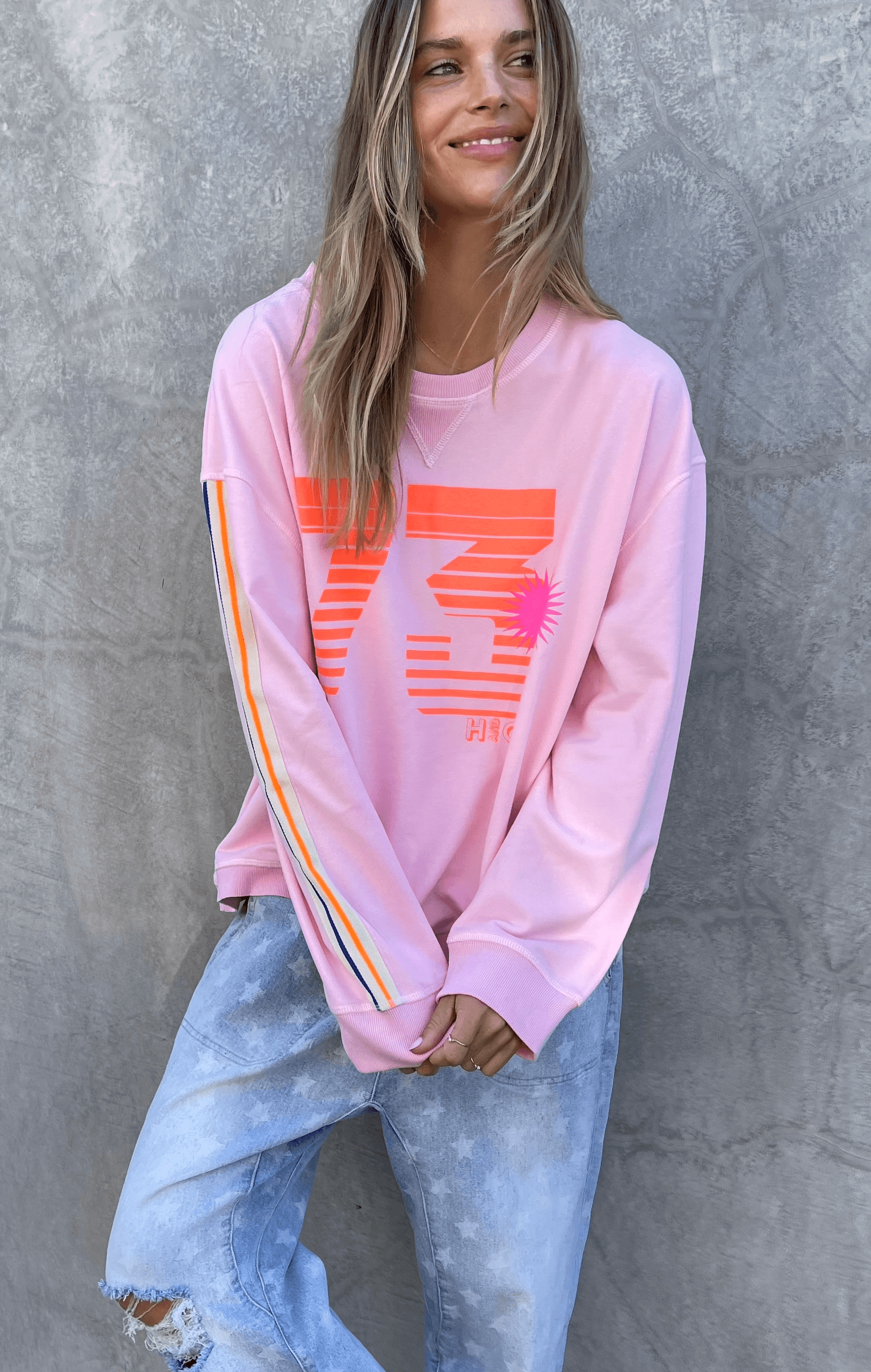 Hammill & Co 73 Slouch Pink Edgy Sweat Shirt.