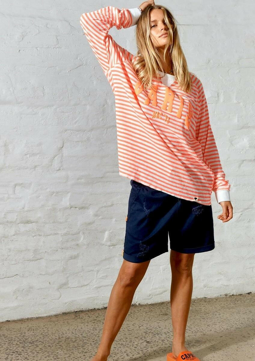 Hammill & Co S411 Paris Stripe Top Pink White Strip.