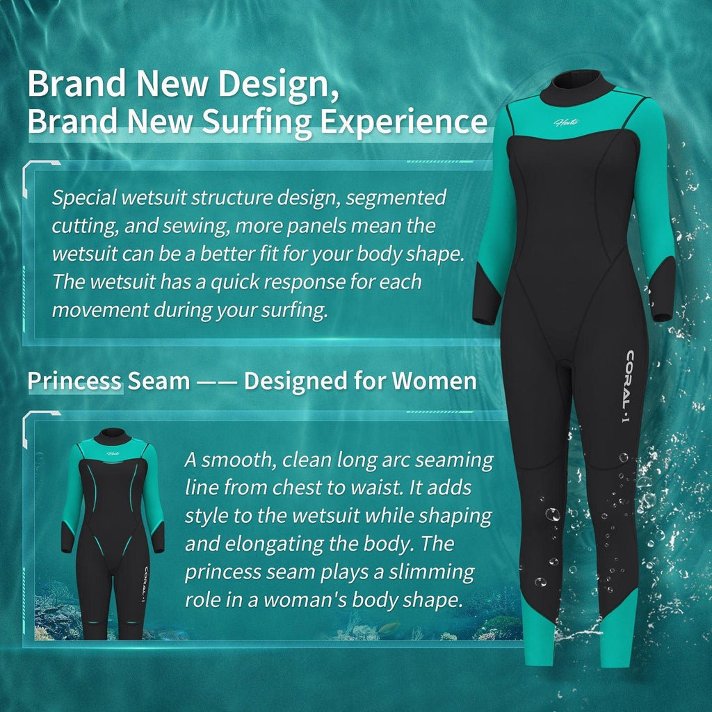 Hevto Women's Ocean Swimmers Wetsuit - Full Length Back Zip Wetsuits OZ RESORT 