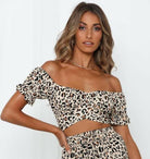 62235BK15 Indikah Leopard cropped top.