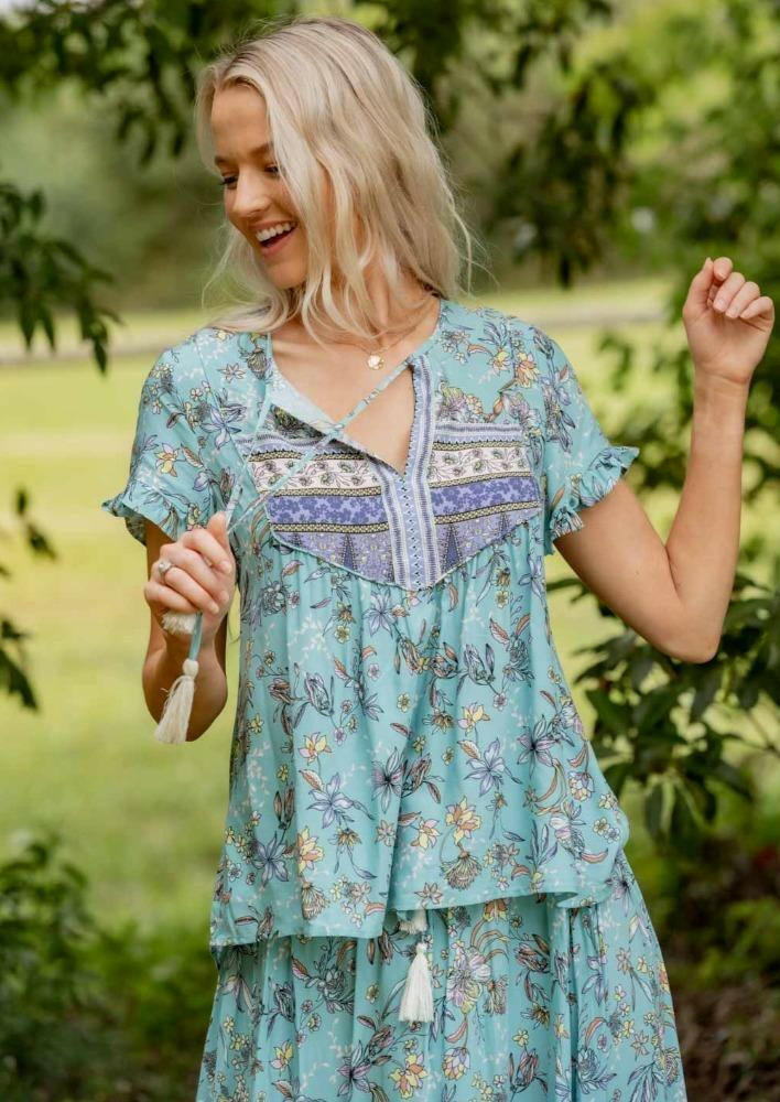 Iris Maxi 202265-2 Short Sleeve Floral Blouse.