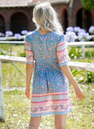 S190107-58 Iris Maxi Blue and Pink Floral Dress.