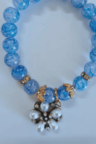 Blue Marble Glass Bead Bracelet.