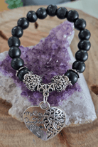 Mother & Daughter Forever Black Glass Bracelet.