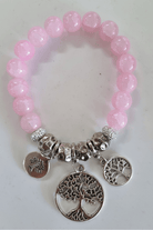 Pink and Silver Plated Tree of Life Bracelet.