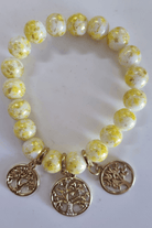 Tree Of Life Lemon Marble Beaded Bracelet.