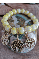 Tree Of Life Lemon Marble Beaded Bracelet.