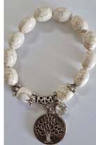 Tree Of Life White Marble Silver Plated Bracelet.
