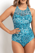 Jantzen Chantille High Neck Cross Strap One Piece - Denim.