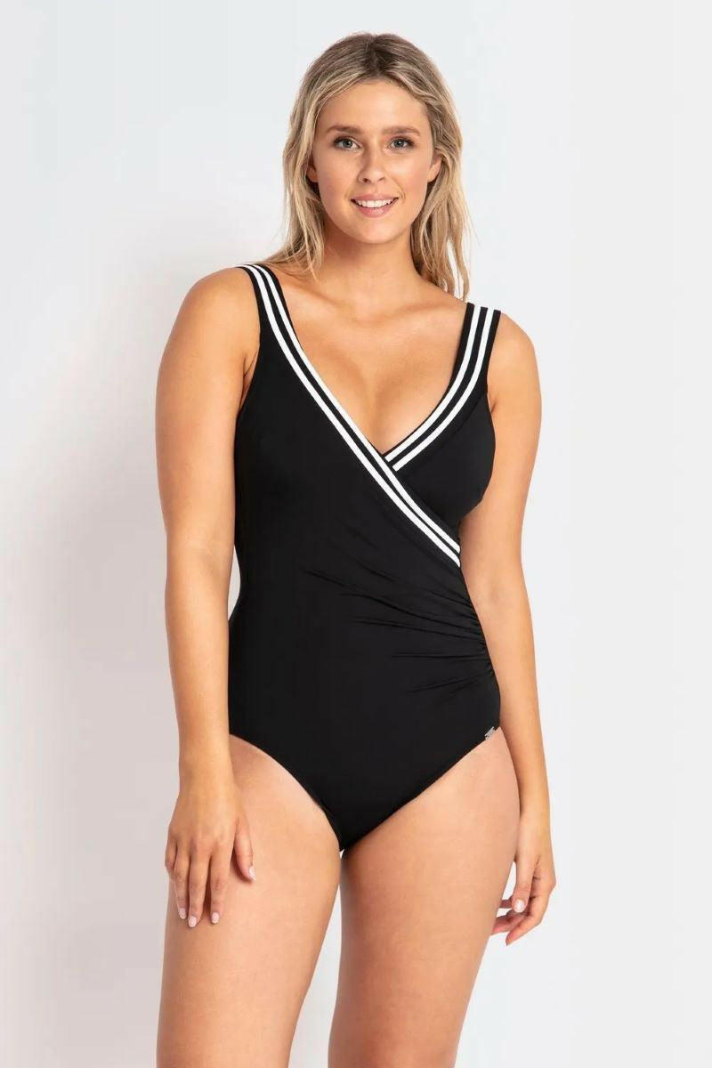 Jantzen Heritage Classics Gathered Surplice One Piece Black.
