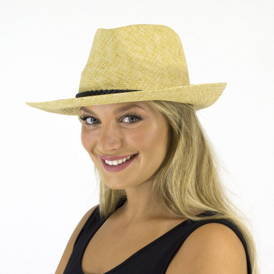 Jendi 02-859 Fedora Paper Straw Hats Jendi Natural_Jewel 