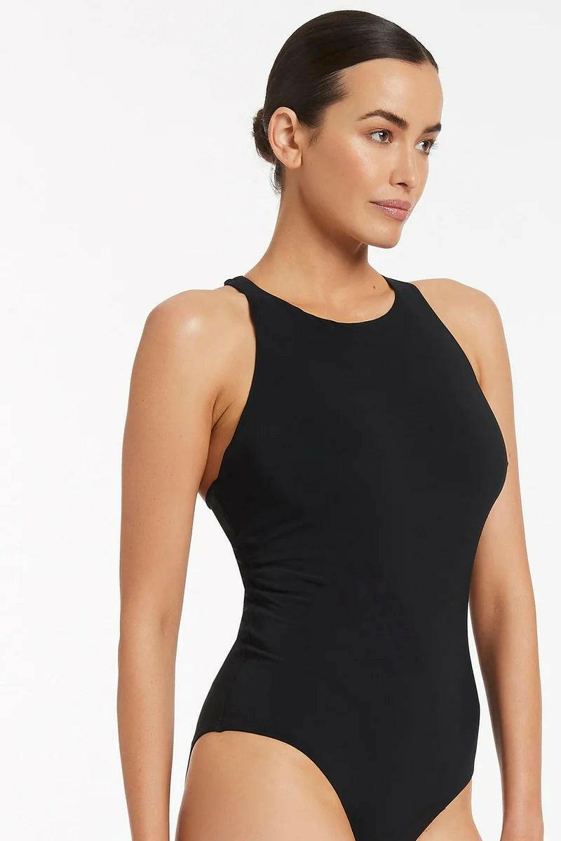 Jets Jetset High Neck DD/E Cup Tank One Piece Black.
