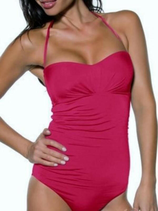 J1431 Lustre Pleated Bandeau Moulded One Piece - Jets.