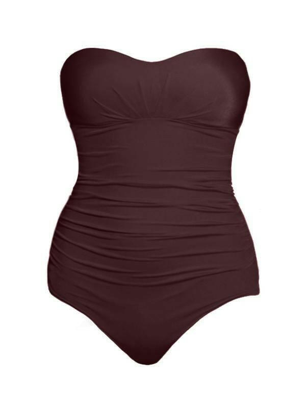 J1431 Lustre Pleated Bandeau Moulded One Piece - Jets.