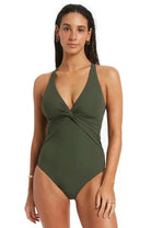 Jets J10997 Jetset Twist Front Backcross One Piece Olive.