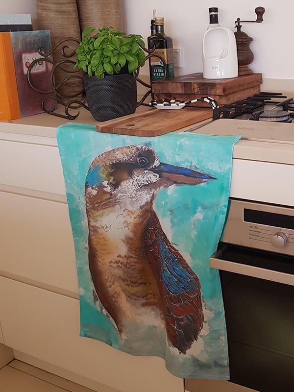 Kookaburra Two Australian Bird Tea Towel 100% Cotton Tea Towels Lisa Glynn 