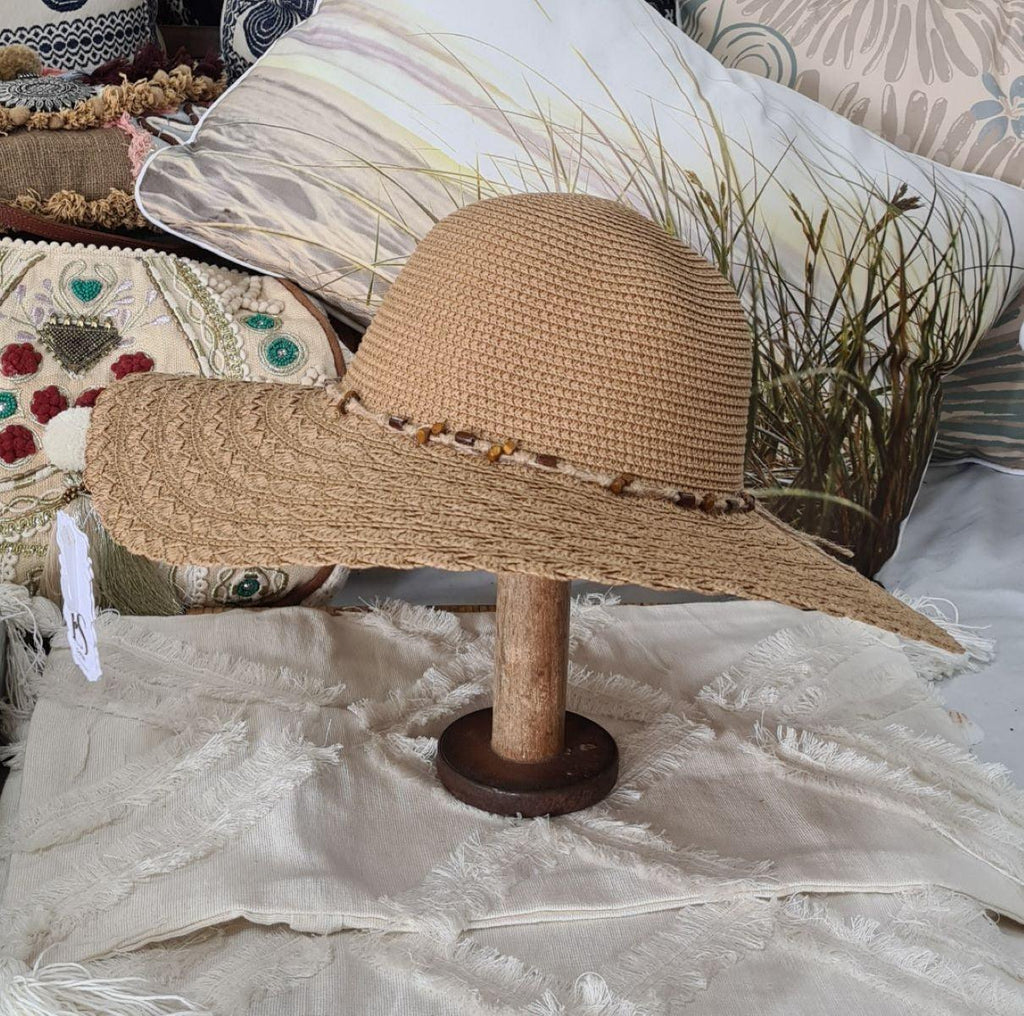 L2304-Wide Brim Ladies Hat With Weaved Edge Hats Kato Design 