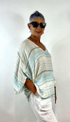 La Strada LST21-920 Stripy Kaftan Cheesecloth - Celeste.