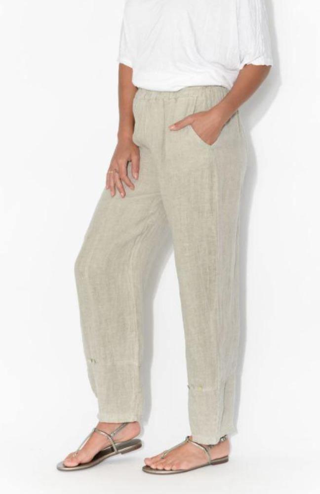 La Strada LSP19-243 Taupe Italian Linen Pants Beach Pants La Strada 