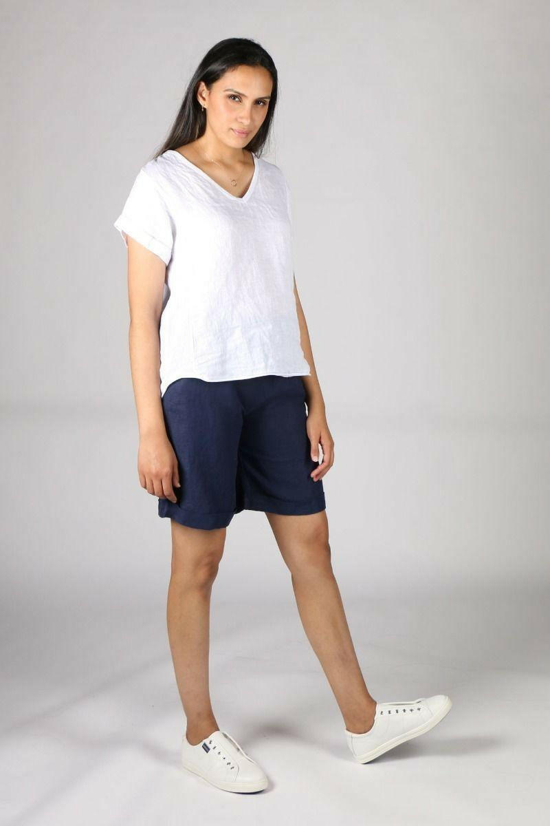 La Strada LSSHT21-G1 Linen Shorts Made in Italy.