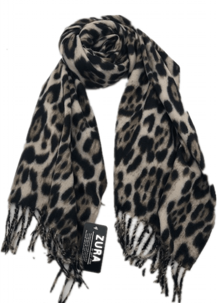 Leopard Print Shawl Wrap CASP61 Zura Cashmere Cotton Scarves Zura 