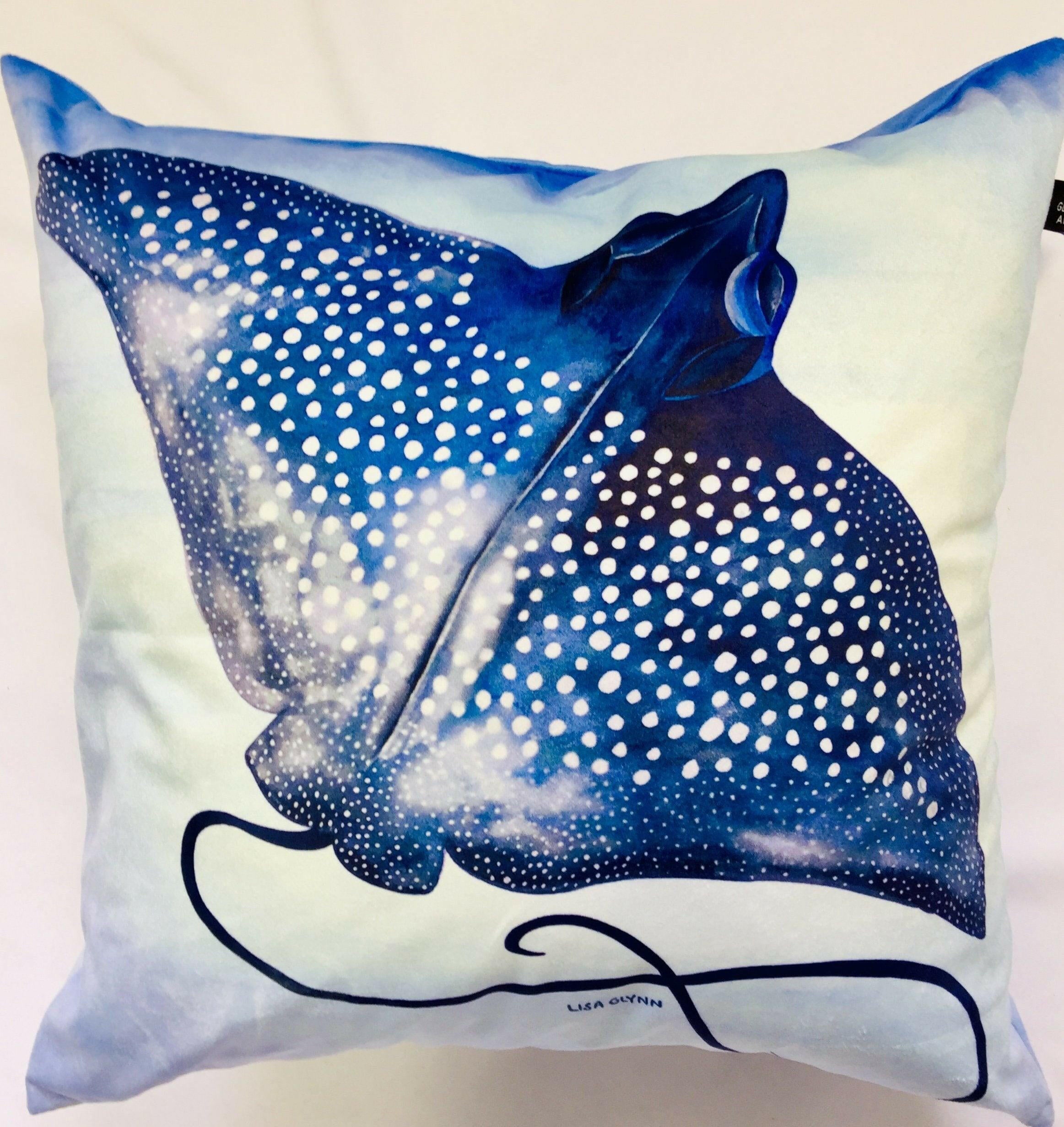 Eagle Ray Cushion Cover 45 x -45cm Soft Plush Double Printed.