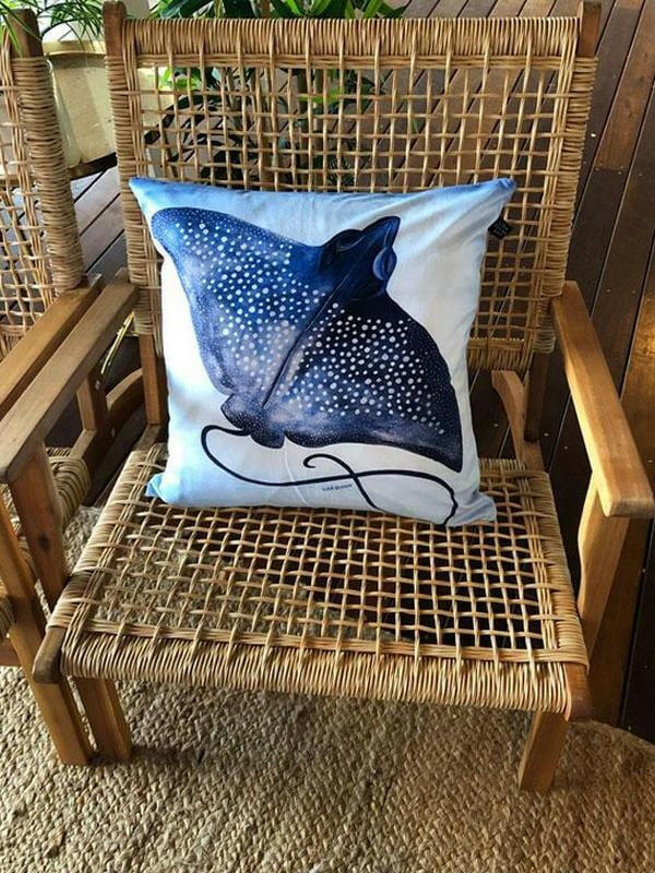 Eagle Ray Cushion Cover 45 x -45cm Soft Plush Double Printed.