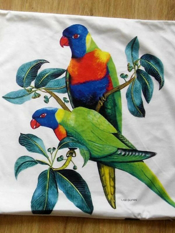 Rainbow Lorikeet Cushion Cover 45cm.