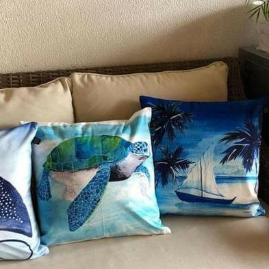 Sea Turtle Cushion Cover 45 x -45cm Soft Plush Double Printed.