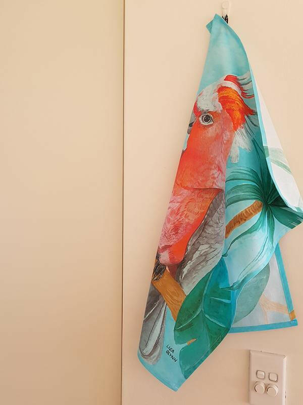 Major Mitchell Aqua Tea Towel 100% Cotton.