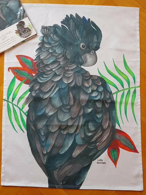 Black Cockatoo Tea Towel 100% Cotton.