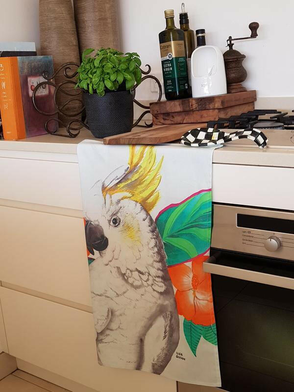 Cockatoo in Sydney Tea Towel 100% Cotton.