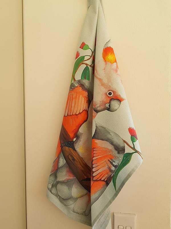 Major Mitchell Cockatoo Australian Souvenir Tea Towels.