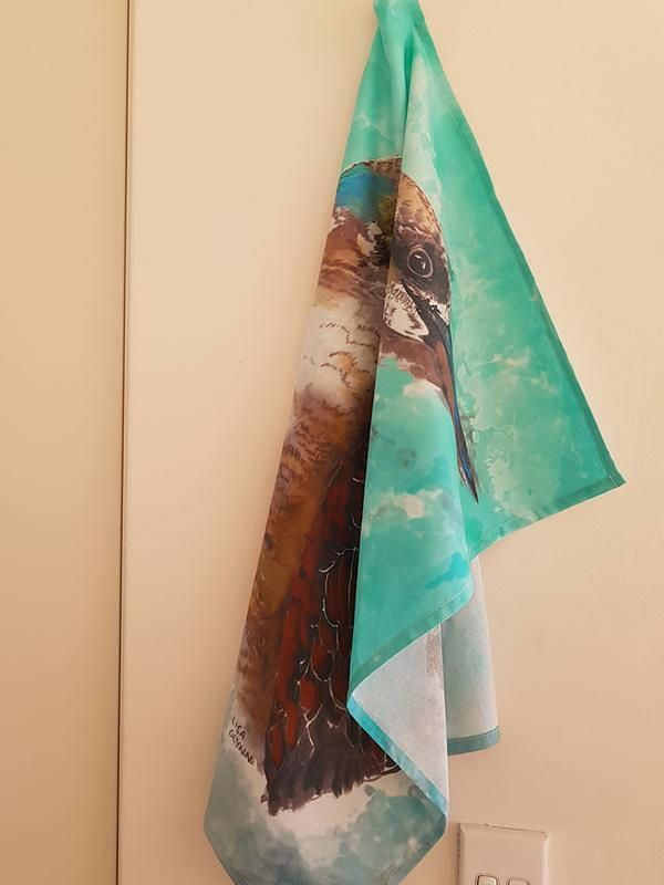 Kookaburra Two Australian Bird Tea Towel 100% Cotton.