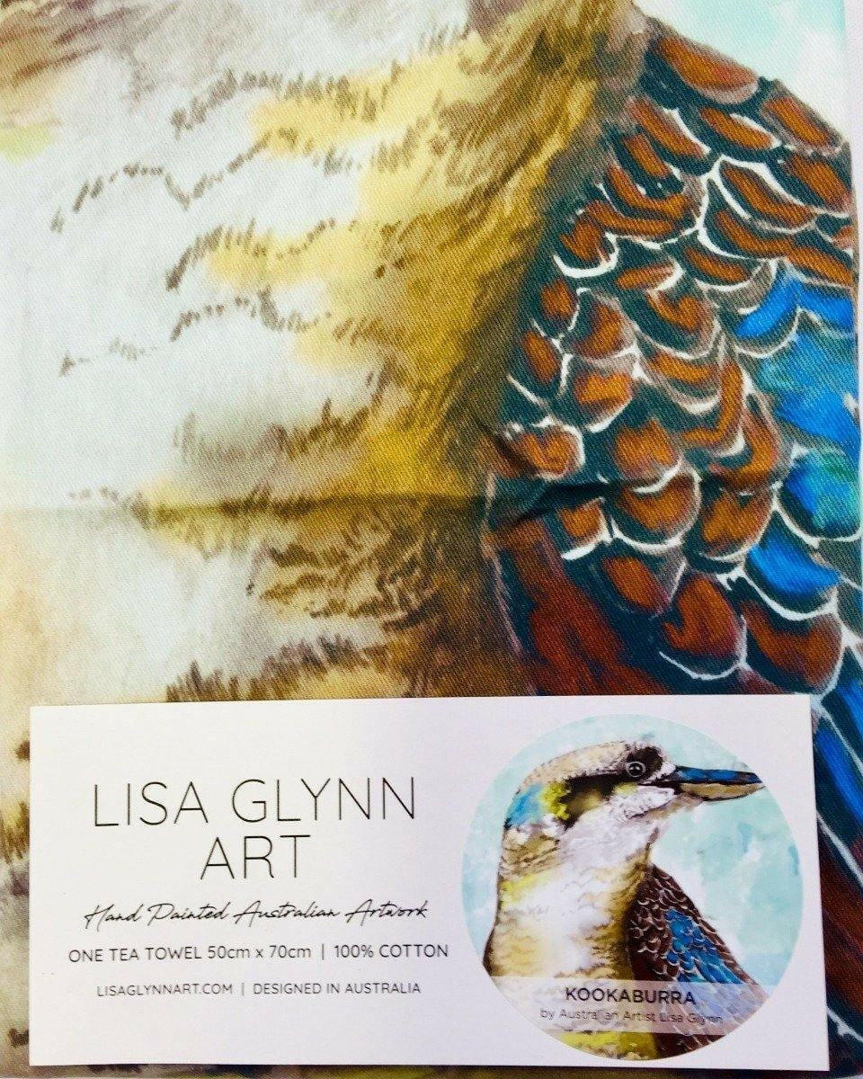 Kookaburra Aqua Tea Towel 100% Cotton.