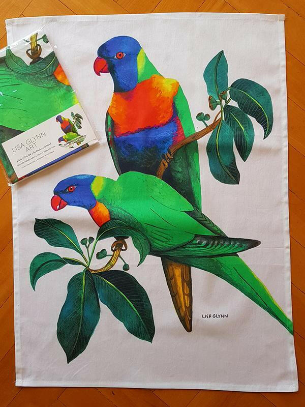 Rainbow Lorikeet Tea Towel - Australian Souvenir Tea Towel.