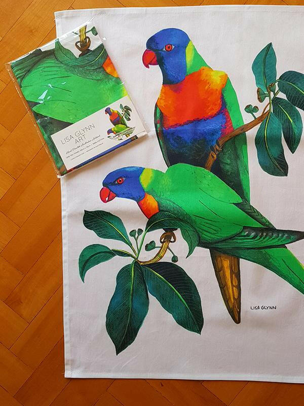 Rainbow Lorikeet Tea Towel - Australian Souvenir Tea Towel.