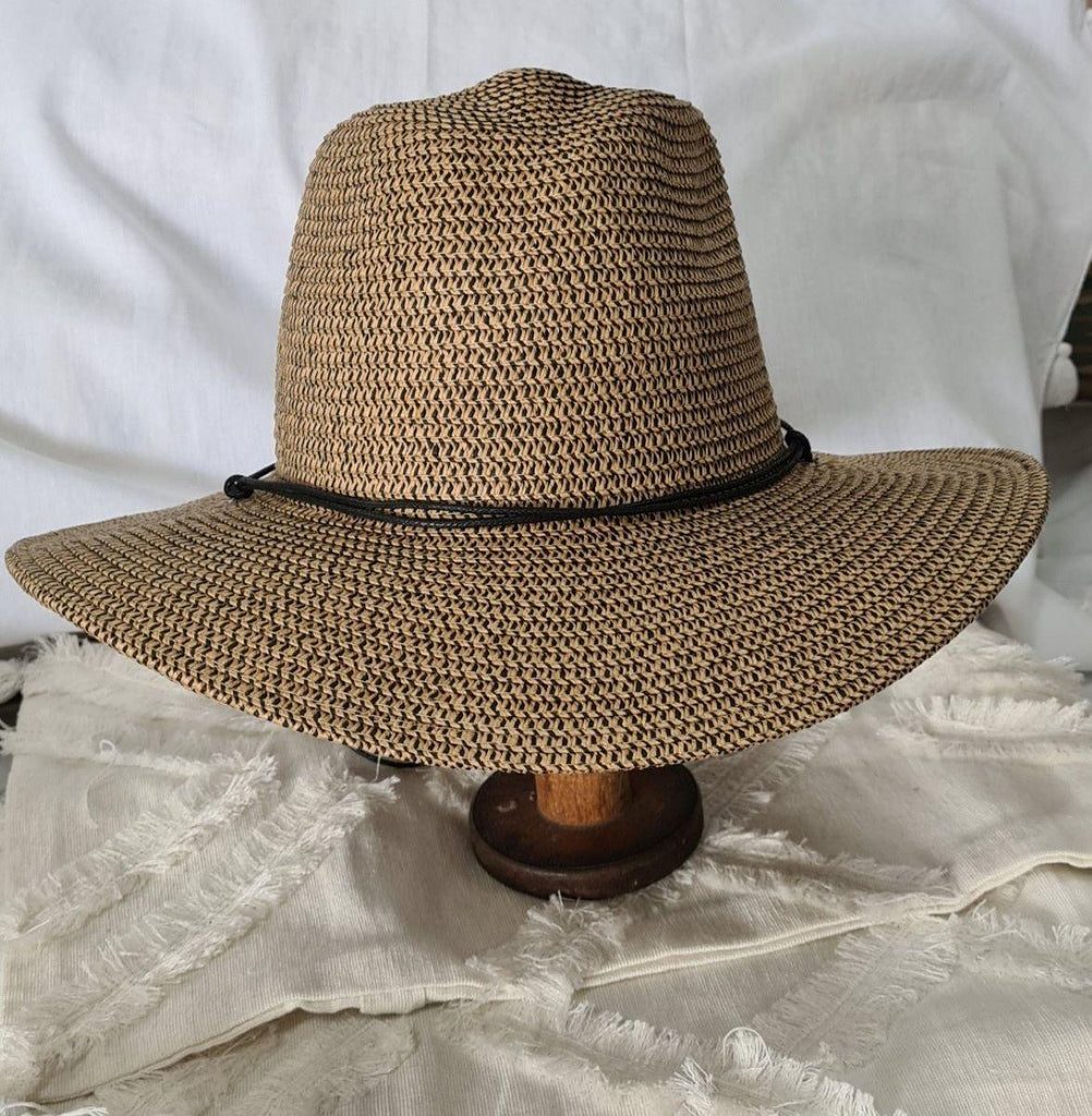 LP2382 Laze Panama Leather Band Wovern Wide Brim Semi Floppy Sun hat Hats Kato Design 