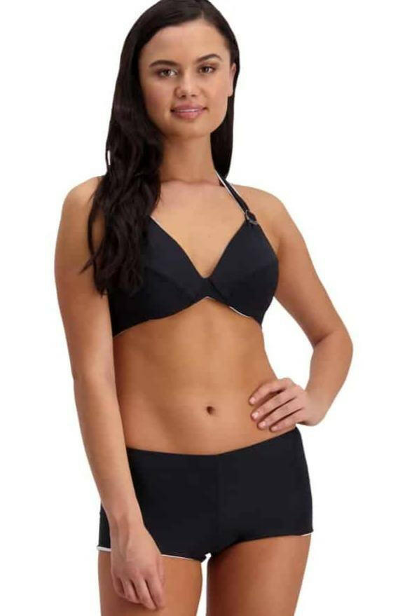 Moontide Reversible Solids Underwire Halter Top M8235RS Black White.