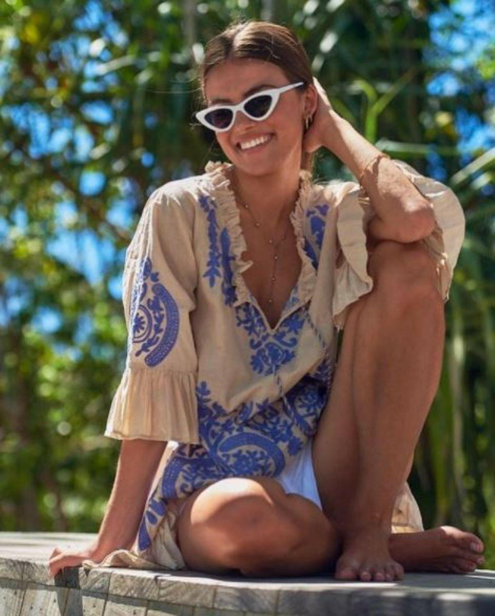 HS21-NAUG-2472 Naudic Hacienda Tunic Denver Aari Embroidered Kaftan.