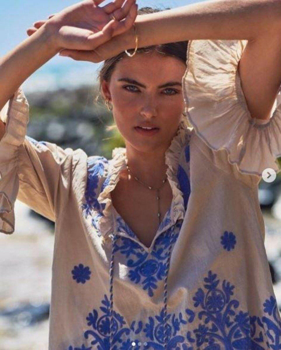 HS21-NAUG-2472 Naudic Hacienda Tunic Denver Aari Embroidered Kaftan.